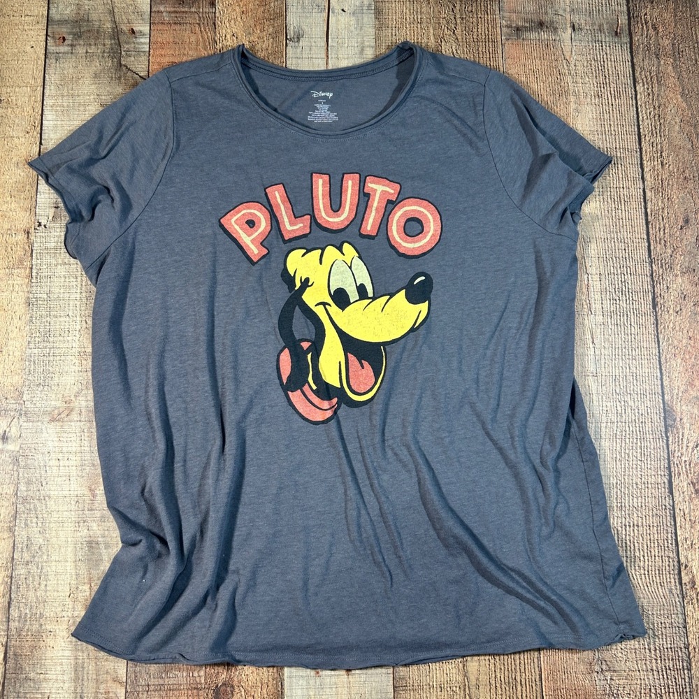 Torrid Disney Pluto Distressed Graphic T Shirt Gray Plus Size 2 18/20 2X